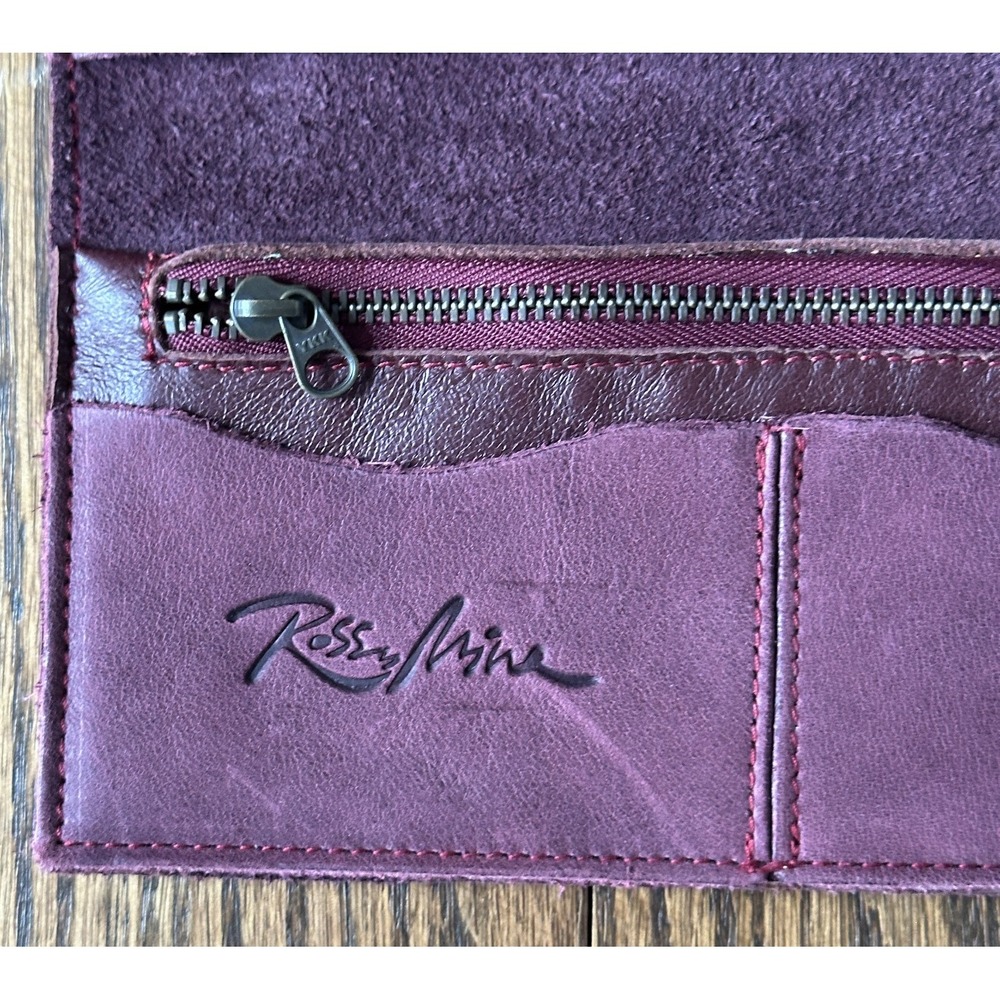 Rossy Mina Handcrafted Purple Leather Womens Wallet Barcelona Spain Snap Closure - Picture 4 of 6